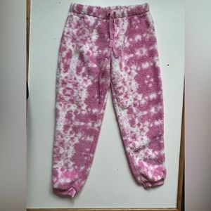 Pink and white tie dye joggers